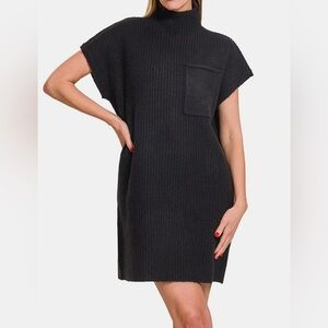 Zenana Mock Neck Chunky Sweater Dress NWOT